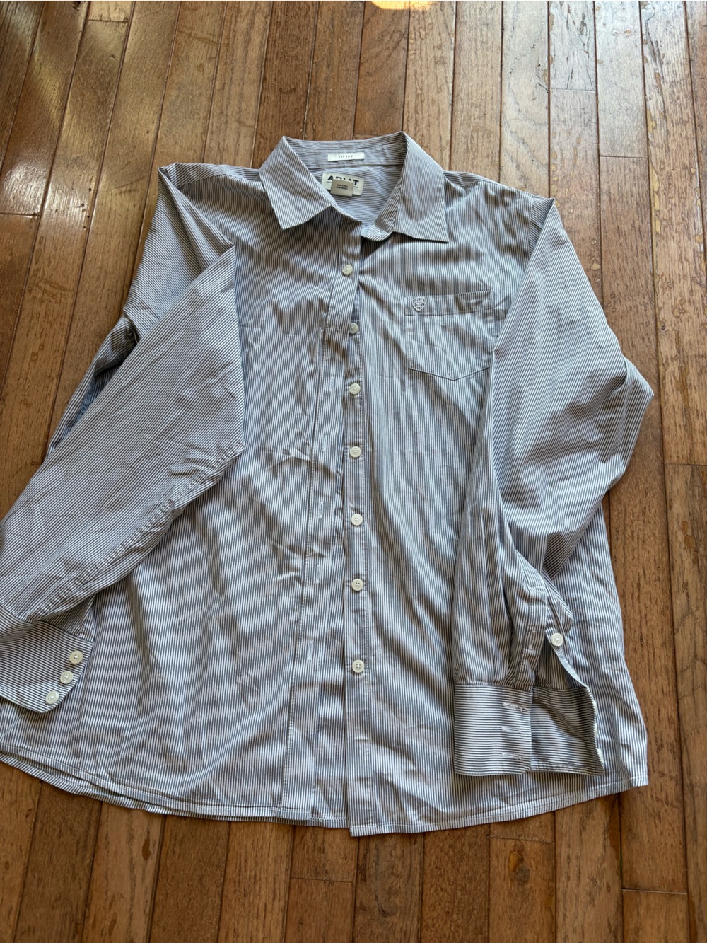Womens Ariat Light Blue Pinstripe Dress Shirt size XL